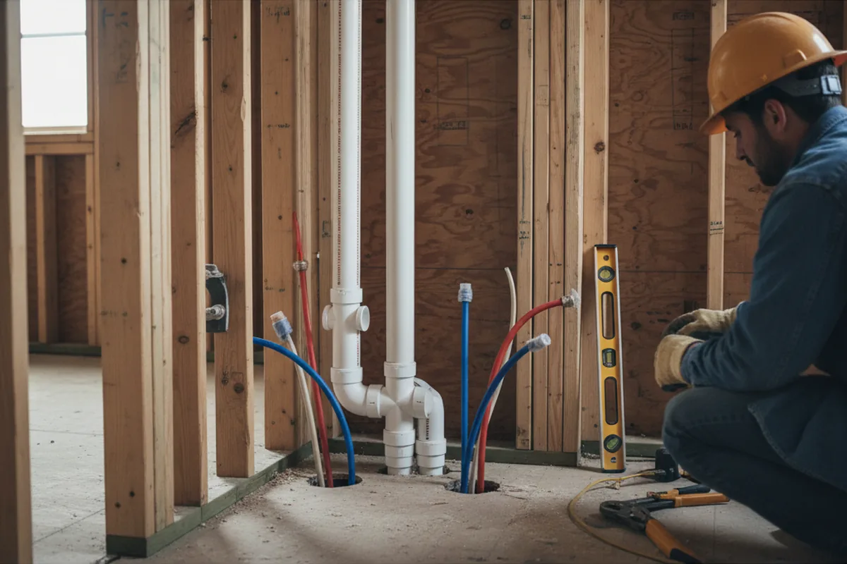 Drain and supply rough-in during Garbage Disposal Repair in Crab Orchard