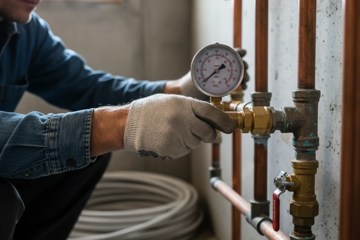 Pressure testing a repaired line during Water Line Repair in Crab Orchard